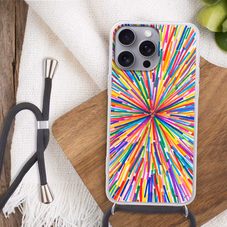 Telefoonhoesje met koord - Lijnen - Kleurrijk - Abstract — 3