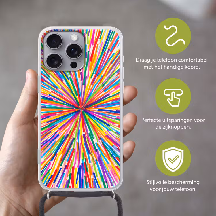 Telefoonhoesje met koord - Lijnen - Kleurrijk - Abstract — 4