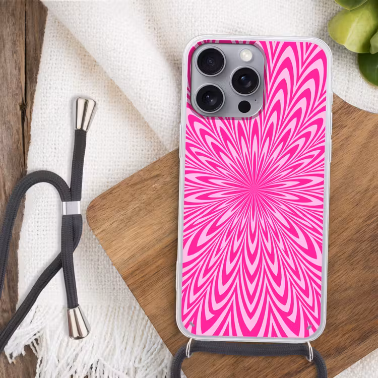 Telefoonhoesje met koord - Patroon - Optisch - Roze — 3