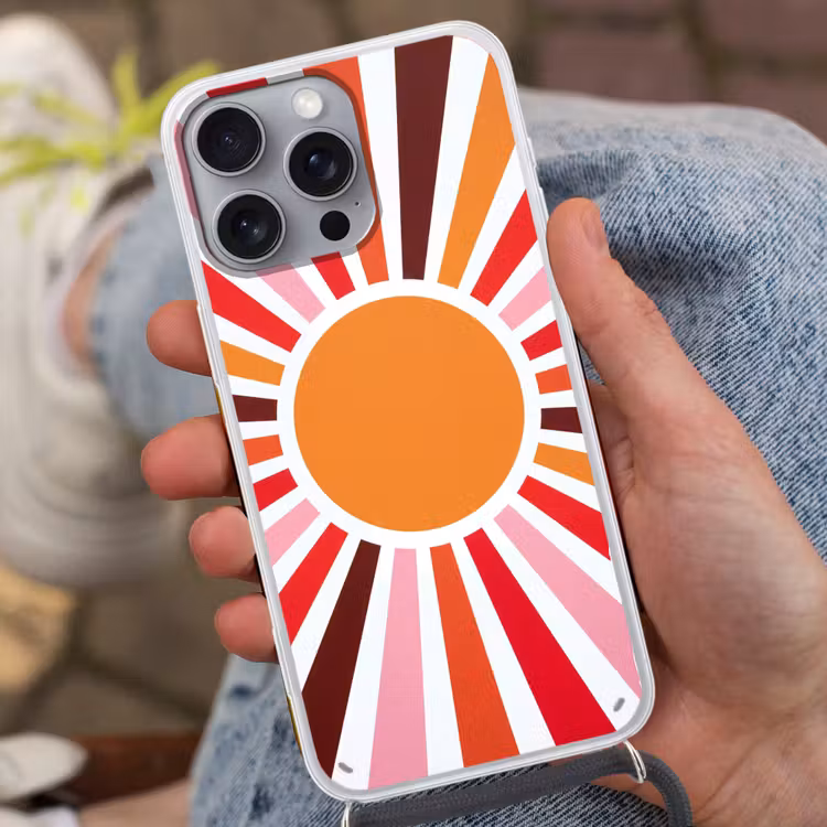 Telefoonhoesje met koord - Zon - Stralen - Abstract - Kleurrijk — 2