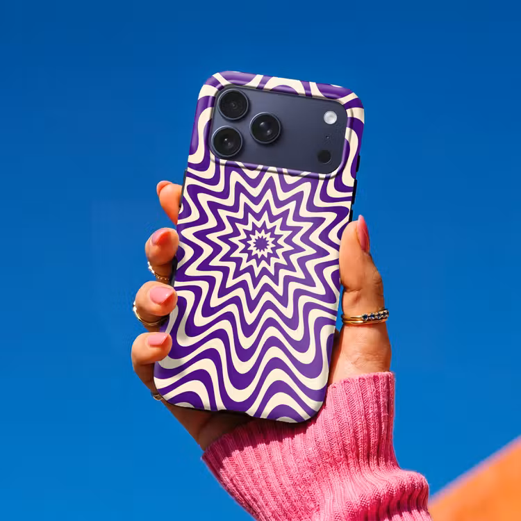 Telefoonhoesje Toughcase - Abstract - Golven - Optisch - Modern - Paars — 2
