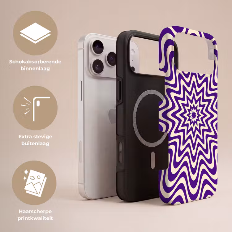 Telefoonhoesje Toughcase - Abstract - Golven - Optisch - Modern - Paars — 3