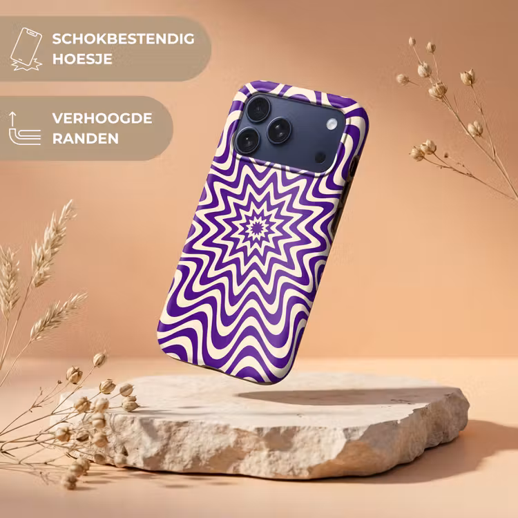 Telefoonhoesje Toughcase - Abstract - Golven - Optisch - Modern - Paars — 5