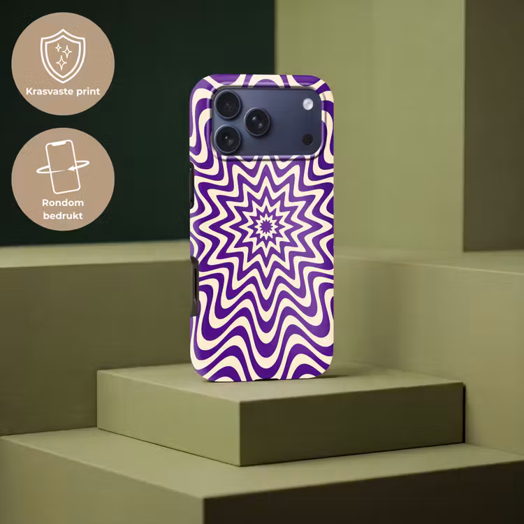 Telefoonhoesje Toughcase - Abstract - Golven - Optisch - Modern - Paars — 7