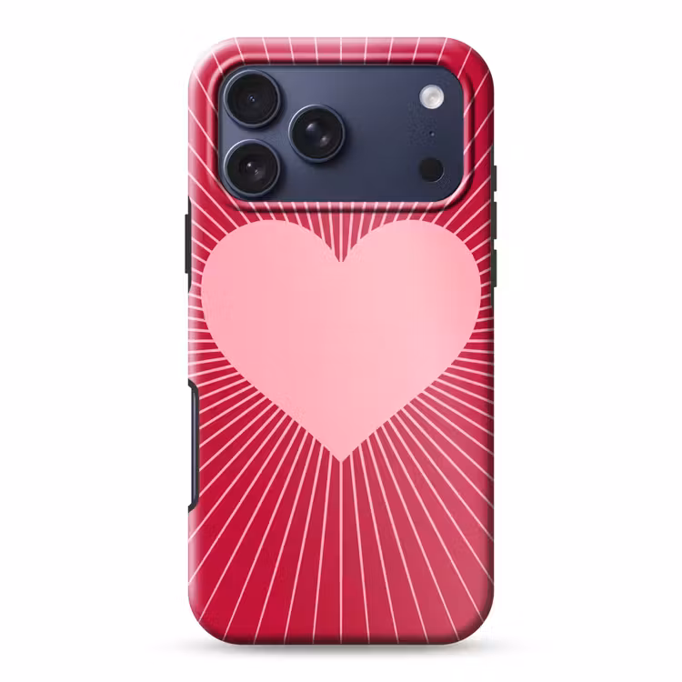 Telefoonhoesje Toughcase - Hart - Stralen - Liefde - Abstract - Roze — 1