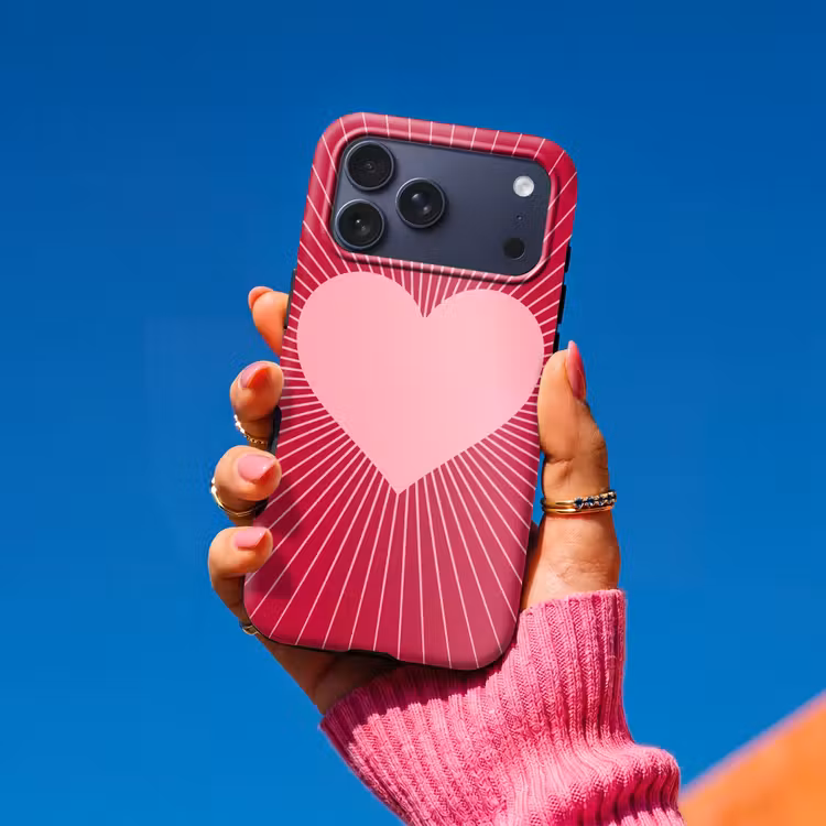 Telefoonhoesje Toughcase - Hart - Stralen - Liefde - Abstract - Roze — 2