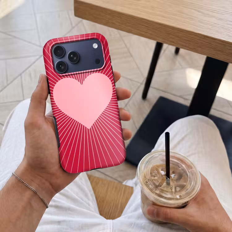 Telefoonhoesje Toughcase - Hart - Stralen - Liefde - Abstract - Roze — 4