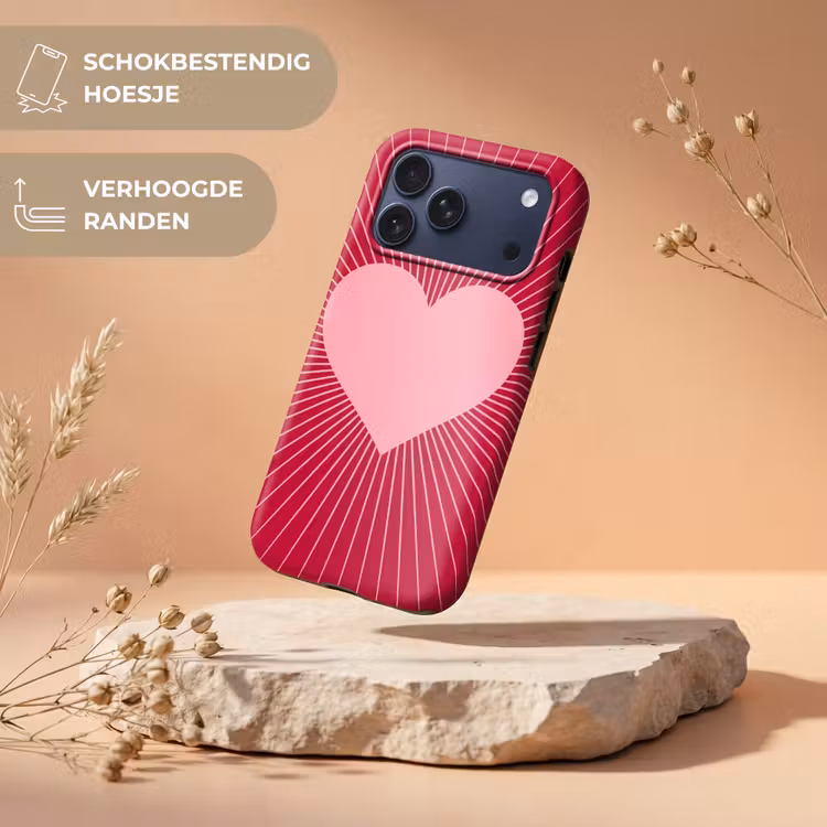 Telefoonhoesje Toughcase - Hart - Stralen - Liefde - Abstract - Roze — 5