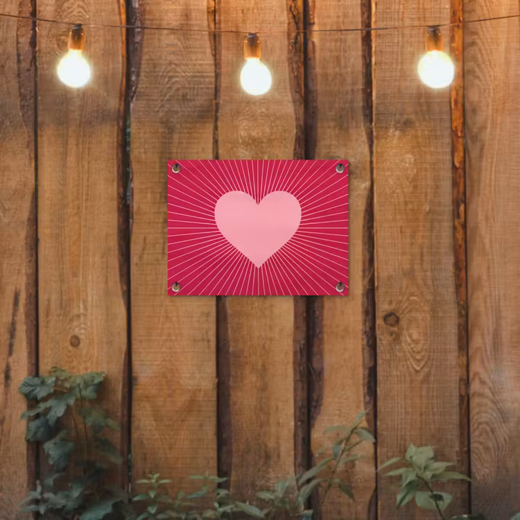 Tuinposter - Hart - Stralen - Liefde - Abstract - Roze — 2