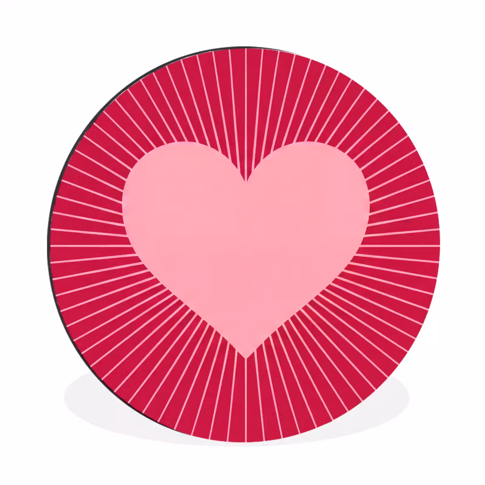 Wandcirkel - Aluminium - Hart - Stralen - Liefde - Abstract - Roze — 1