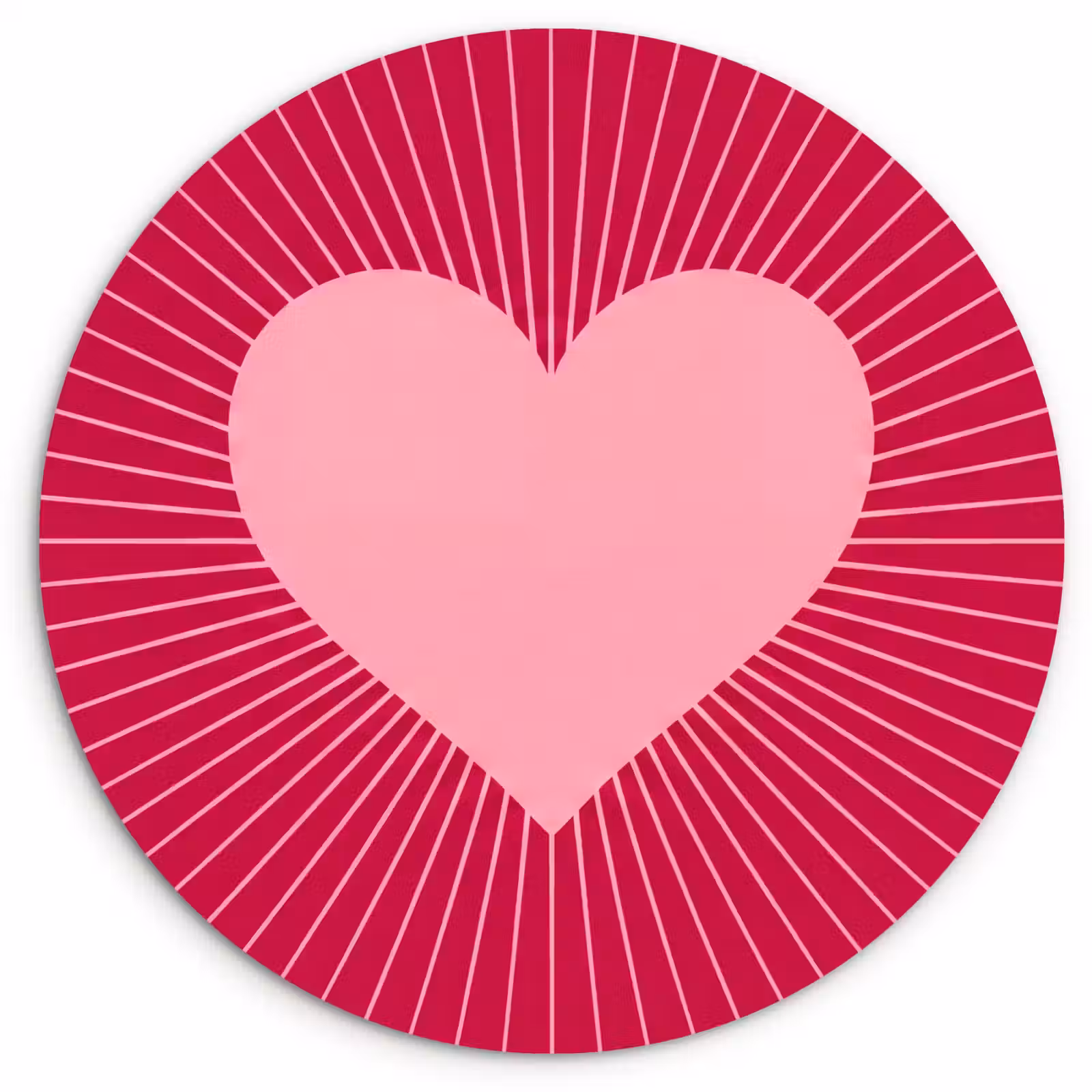 Wandcirkel - Glas - Hart - Stralen - Liefde - Abstract - Roze — 1