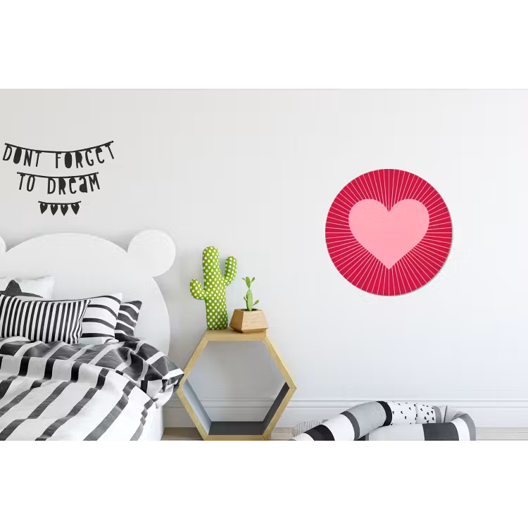 Wandcirkel - Aluminium - Hart - Stralen - Liefde - Abstract - Roze — 5