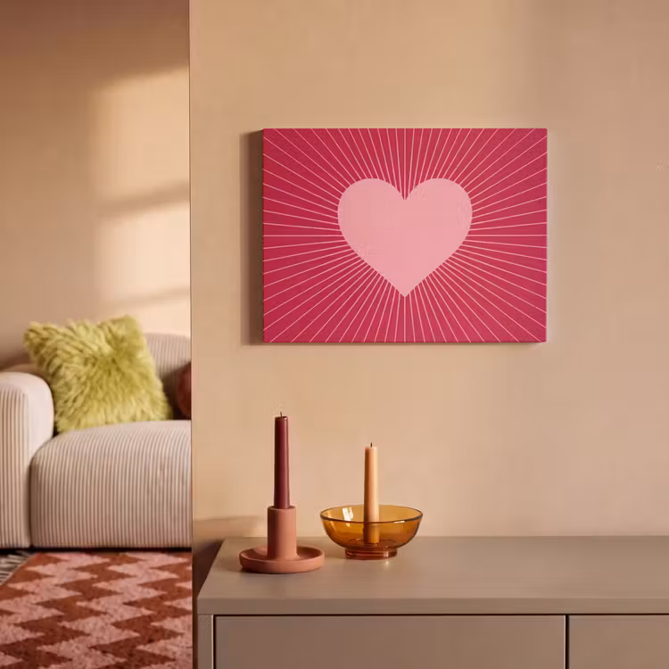 Akoestisch schilderij - Hart - Stralen - Liefde - Abstract - Roze — 2
