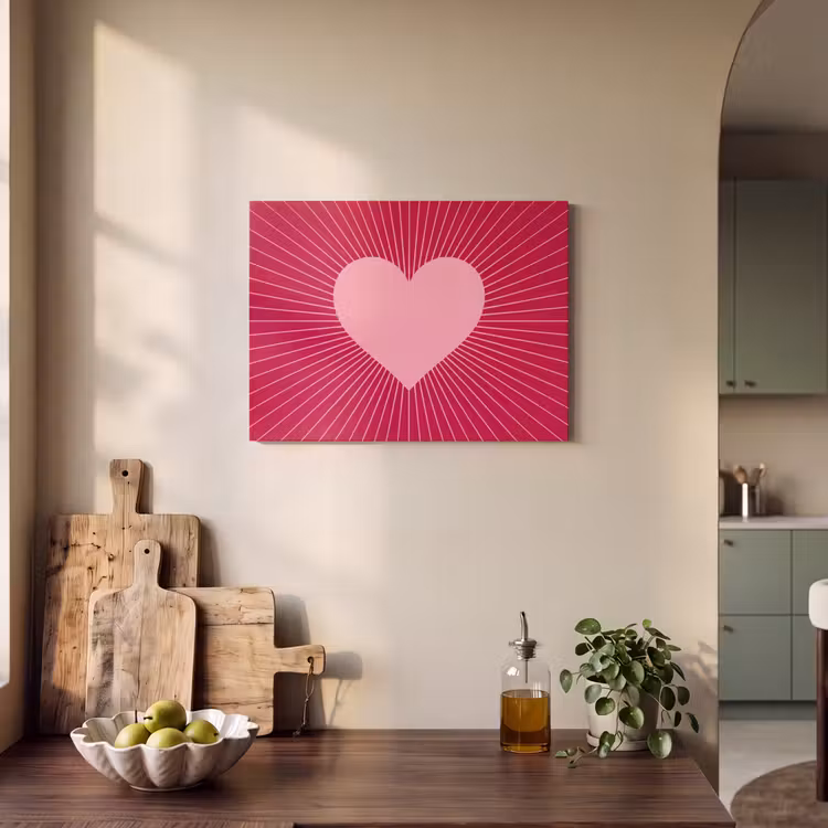 Akoestisch schilderij - Hart - Stralen - Liefde - Abstract - Roze — 4