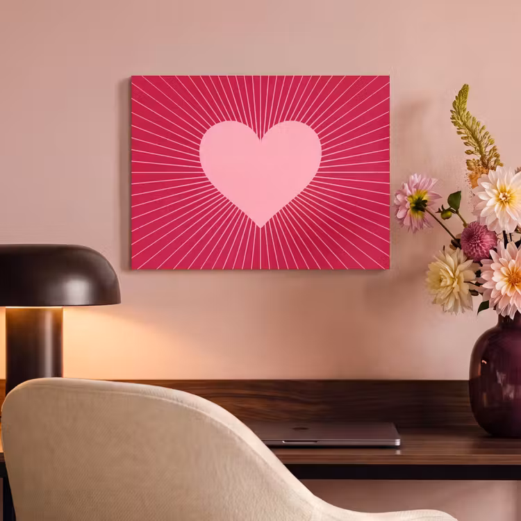 Akoestisch schilderij - Hart - Stralen - Liefde - Abstract - Roze — 6
