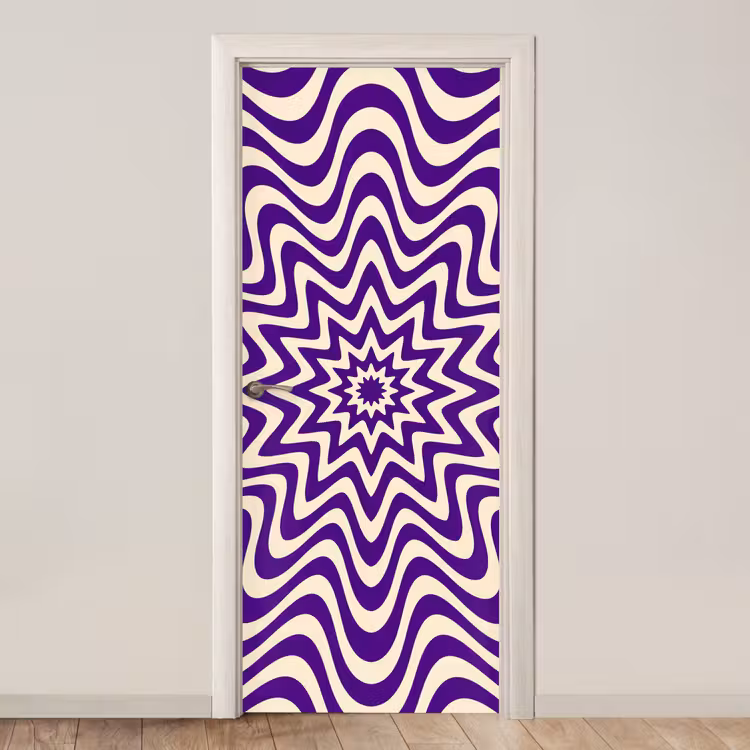 Deursticker - Abstract - Golven - Optisch - Modern - Paars — 1