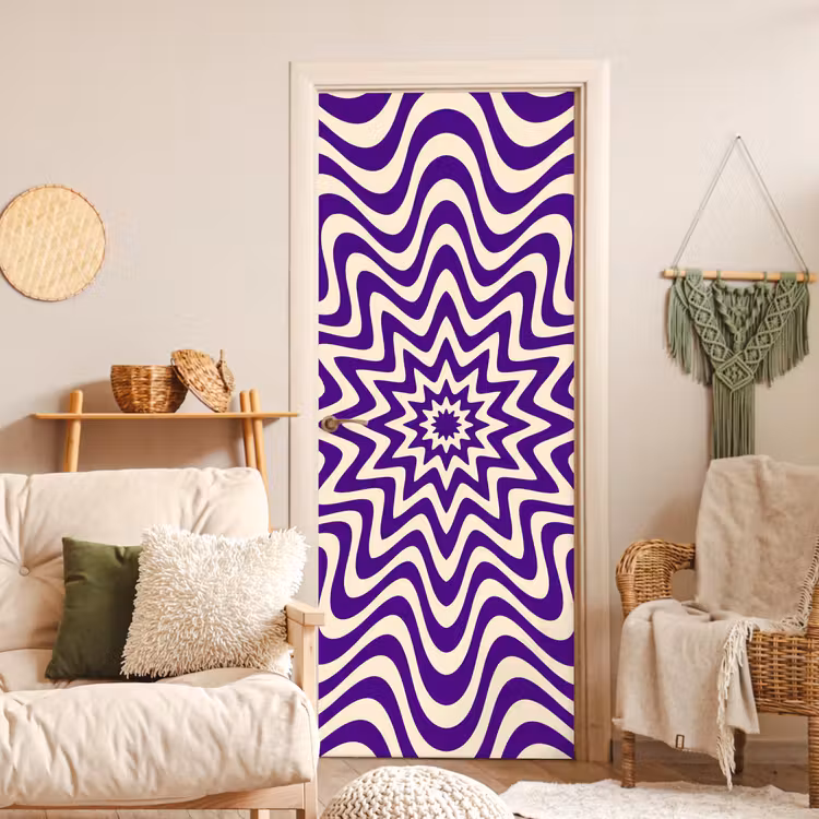Deursticker - Abstract - Golven - Optisch - Modern - Paars — 4