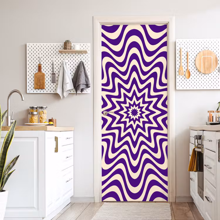 Deursticker - Abstract - Golven - Optisch - Modern - Paars — 7