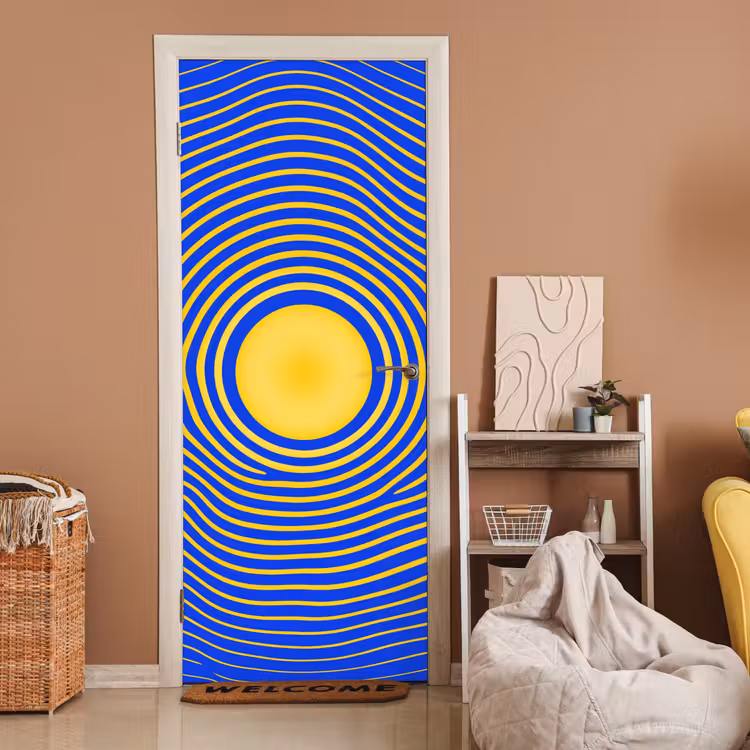 Deursticker - Abstract patroon - Blauw — 2