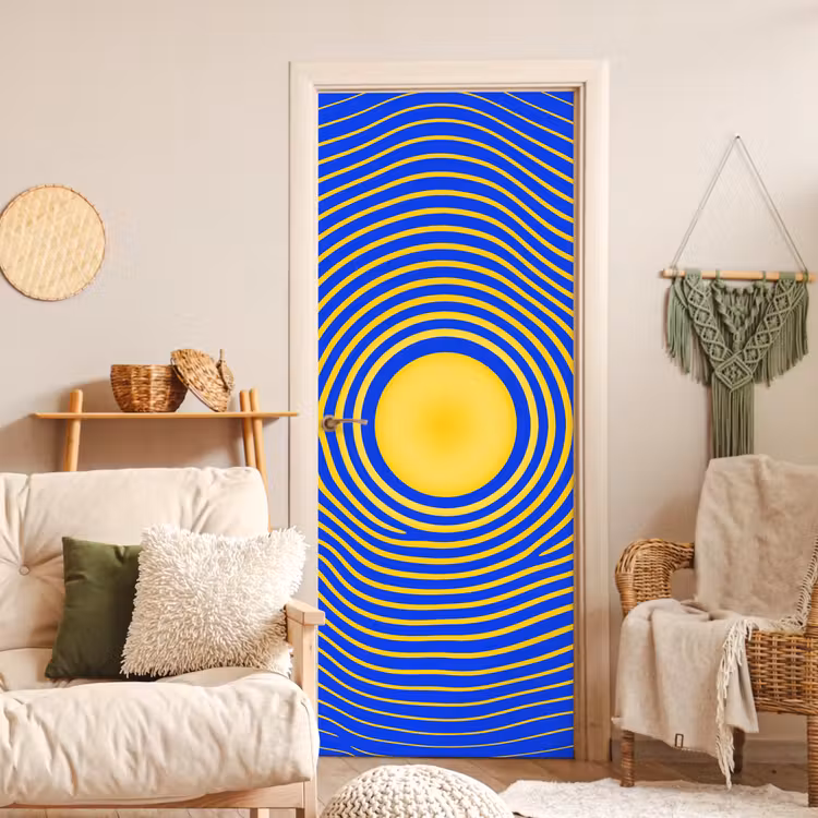 Deursticker - Abstract patroon - Blauw — 4