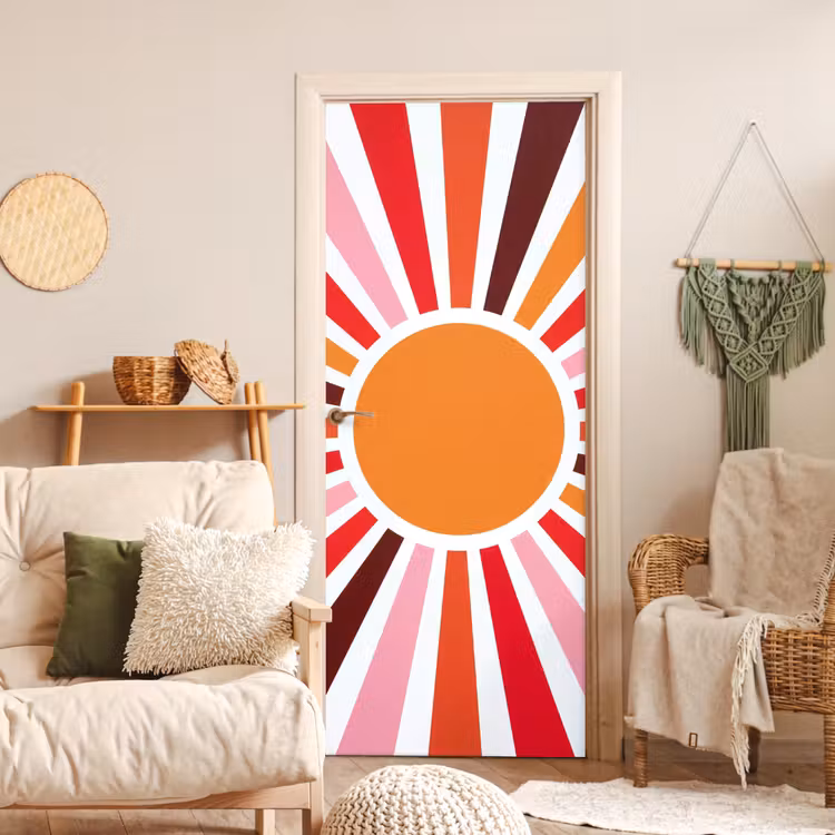 Deursticker - Zon - Stralen - Abstract - Kleurrijk — 4
