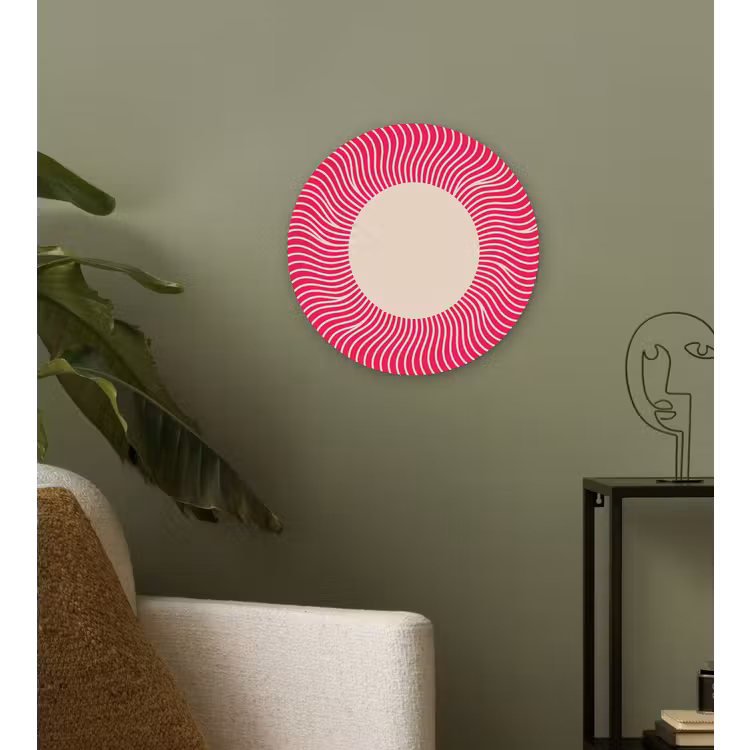 Wandcirkel - Glas - Abstract - Patroon - Roze — 3