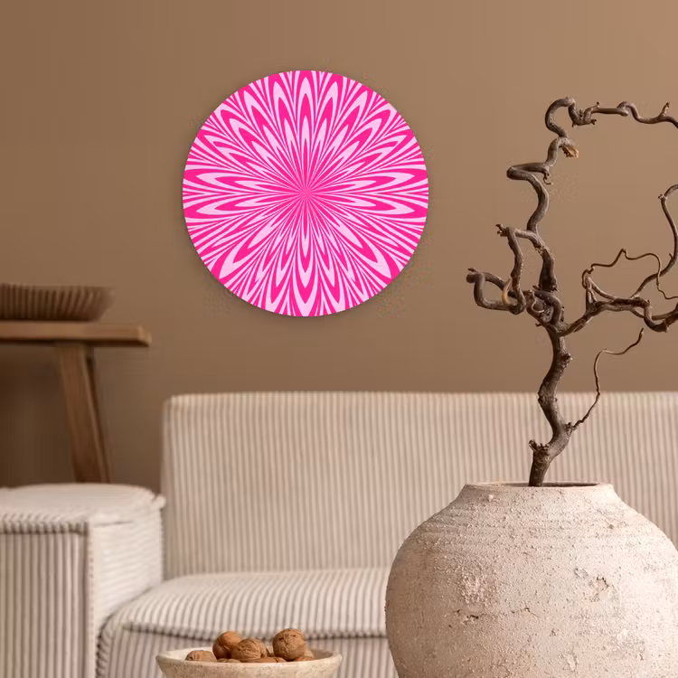 Wandcirkel - Glas - Patroon - Optisch - Roze — 2