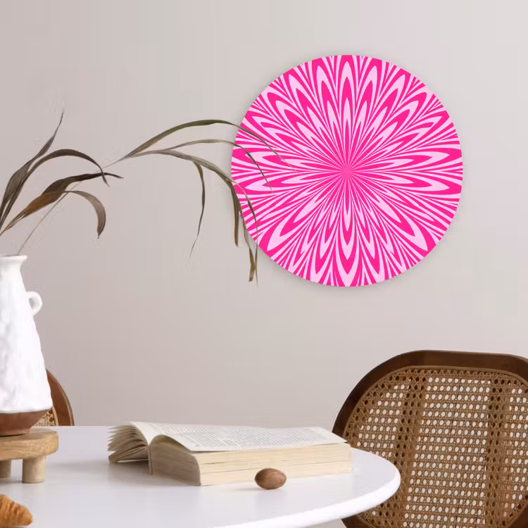 Wandcirkel - Glas - Patroon - Optisch - Roze — 4