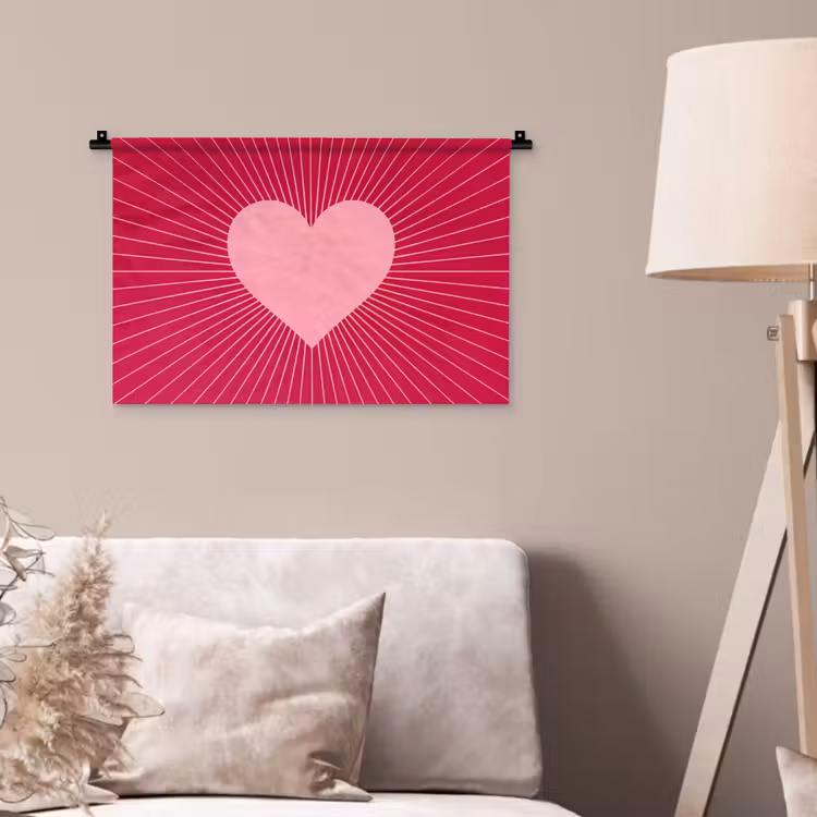 Wandkleed - Hart - Stralen - Liefde - Abstract - Roze — 2
