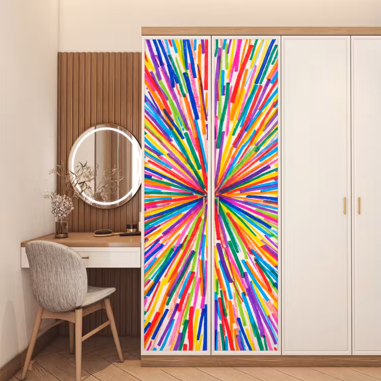 Deursticker - Lijnen - Kleurrijk - Abstract — 5