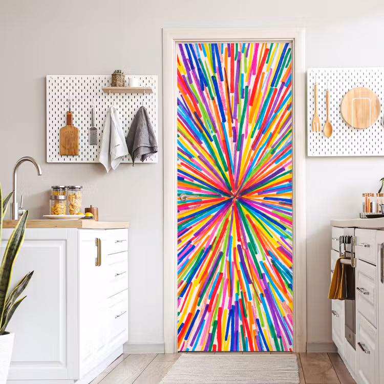 Deursticker - Lijnen - Kleurrijk - Abstract — 7
