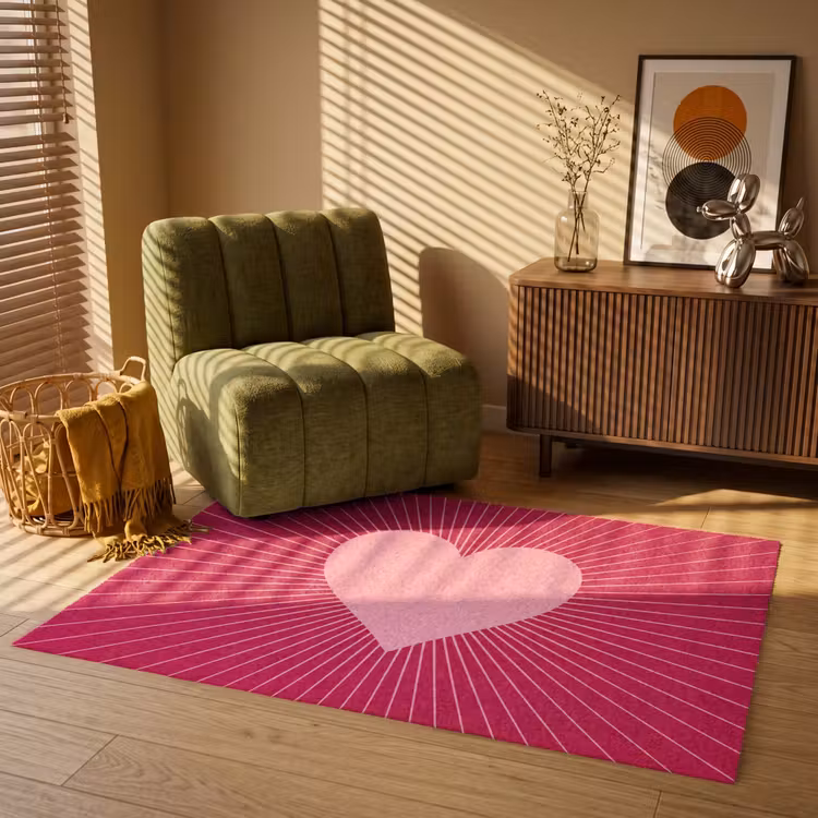 Vloerkleed - Hart - Stralen - Liefde - Abstract - Roze — 2