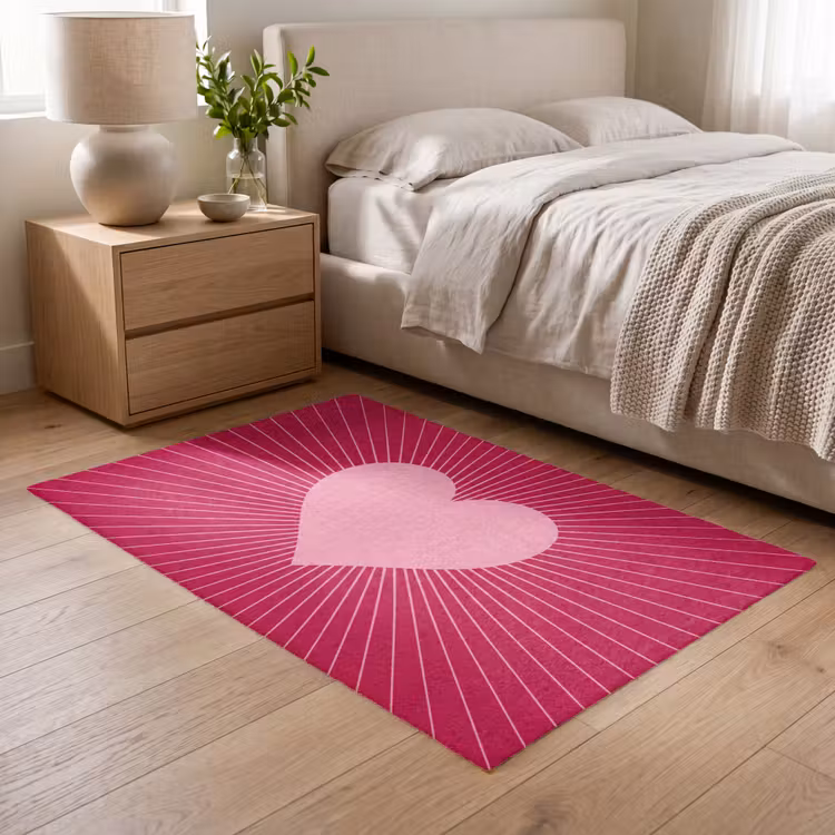 Vloerkleed - Hart - Stralen - Liefde - Abstract - Roze — 5