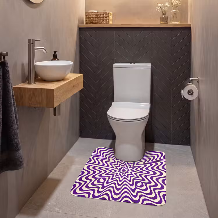 Wc Mat - Abstract - Golven - Optisch - Modern - Paars — 2