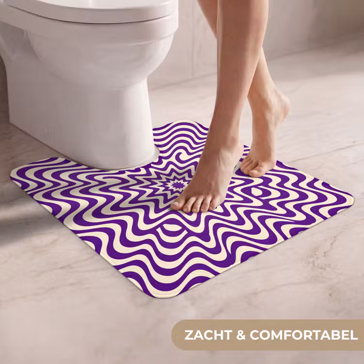 Wc Mat - Abstract - Golven - Optisch - Modern - Paars — 5