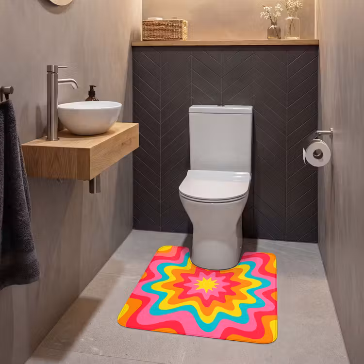 Wc Mat - Patroon - Golvend - Kleurrijk — 2