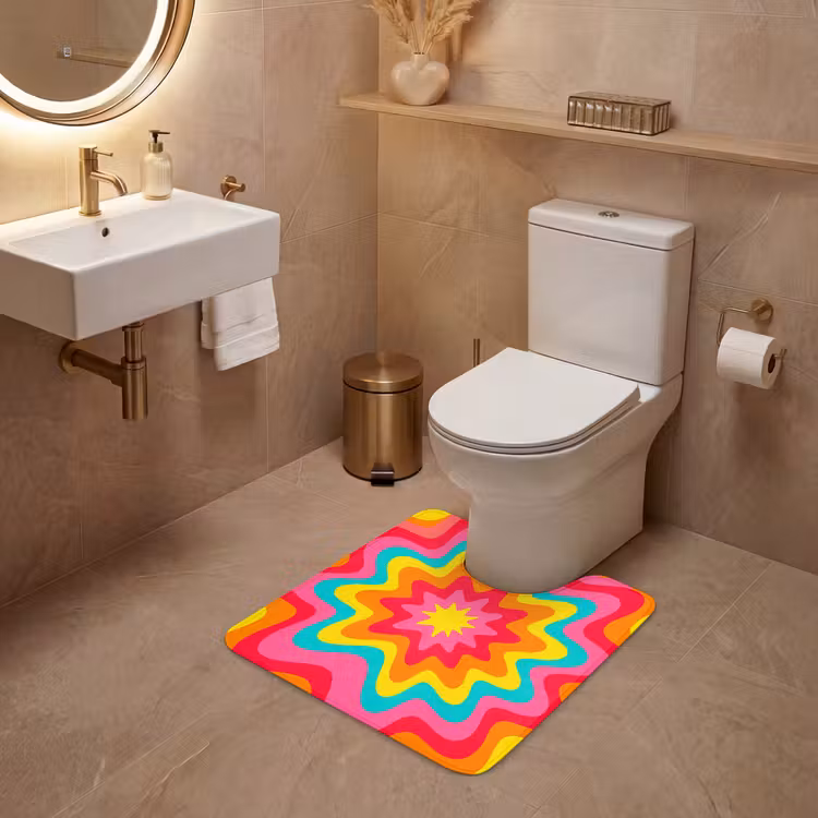 Wc Mat - Patroon - Golvend - Kleurrijk — 3