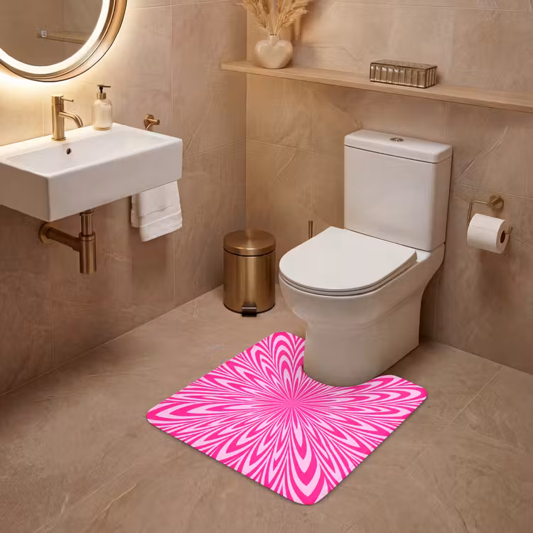 Wc Mat - Patroon - Optisch - Roze — 3