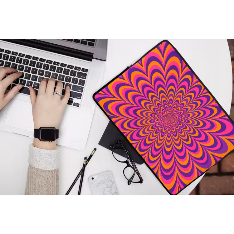 Laptophoes - Patroon - Optisch - Kleurrijk — 3