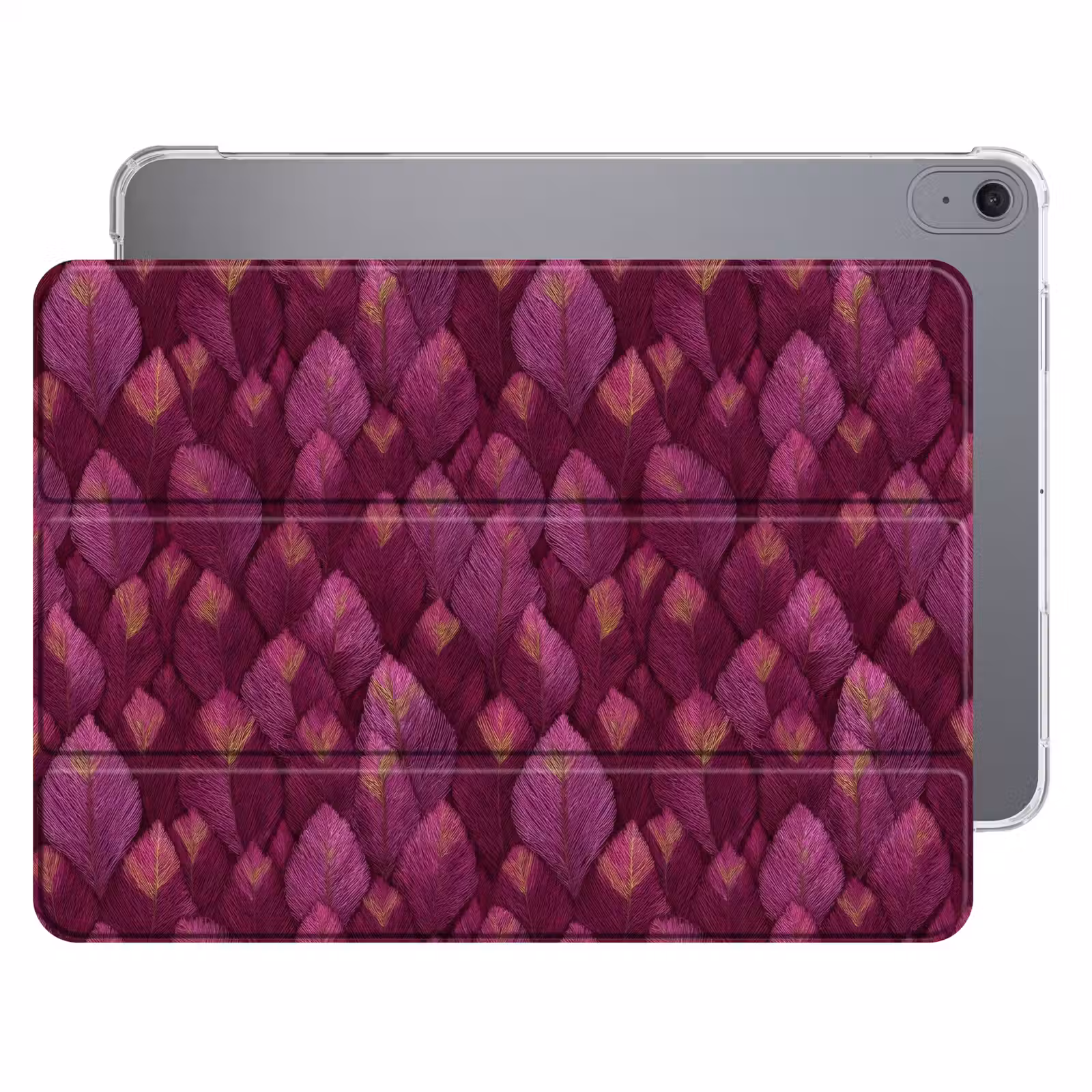 iPad hoes - Bladeren - Patroon - Burgundy — 1