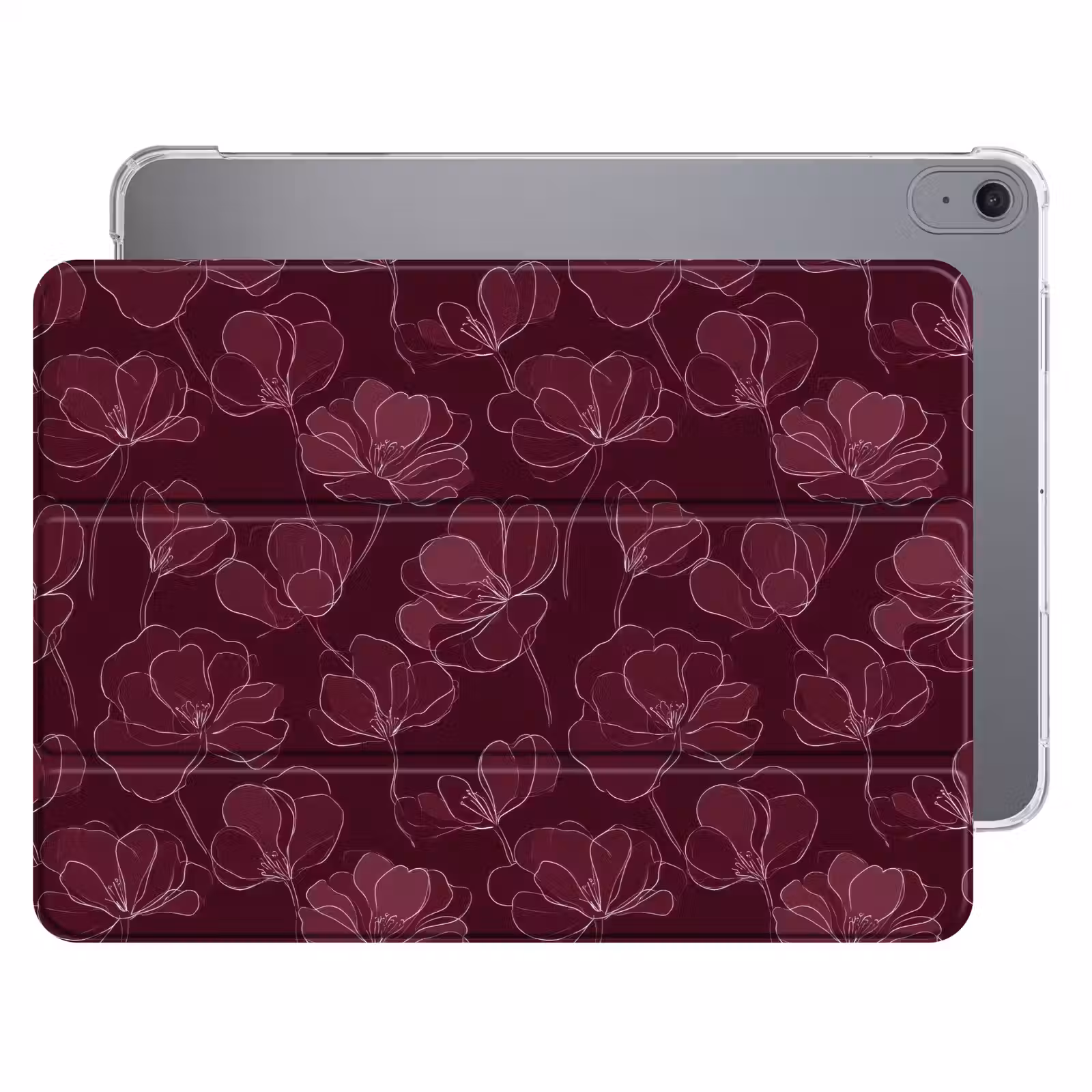 iPad hoes - Bloemen - Patroon - Bordeauxrood — 1