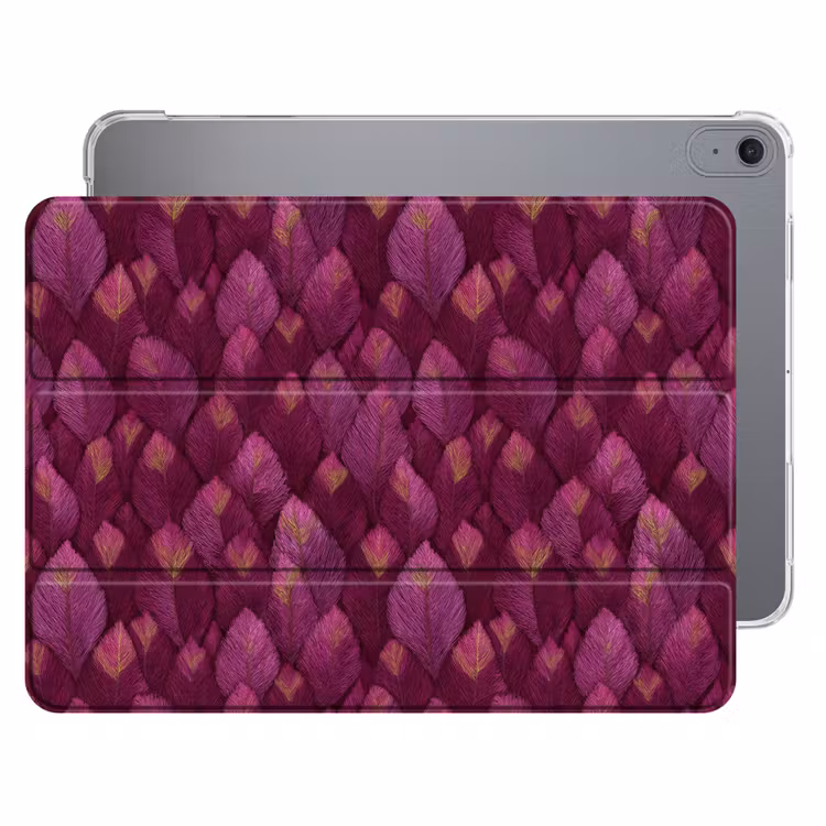 iPad hoes - Bladeren - Patroon - Burgundy — 1
