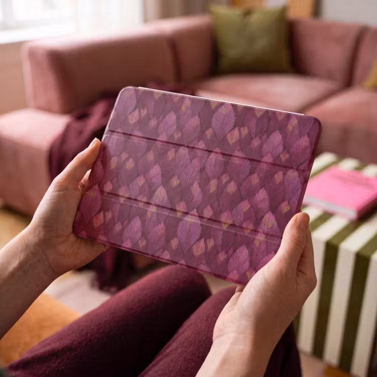 iPad hoes - Bladeren - Patroon - Burgundy — 4