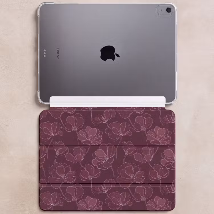 iPad hoes - Bloemen - Patroon - Bordeauxrood — 6