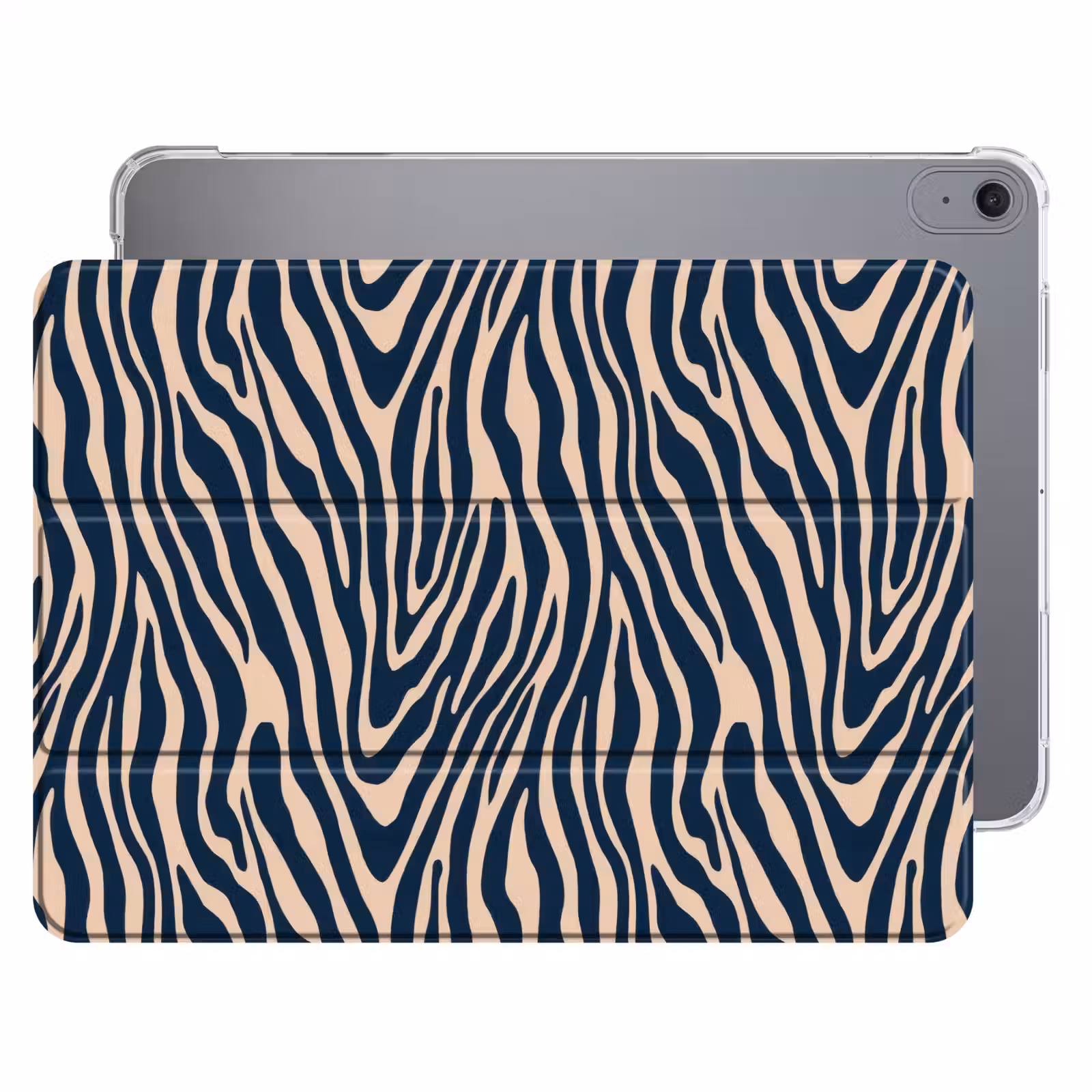 iPad hoes - Zebra - Patroon - Blauw - Beige — 1