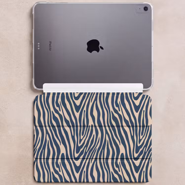 iPad hoes - Zebra - Patroon - Blauw - Beige — 6