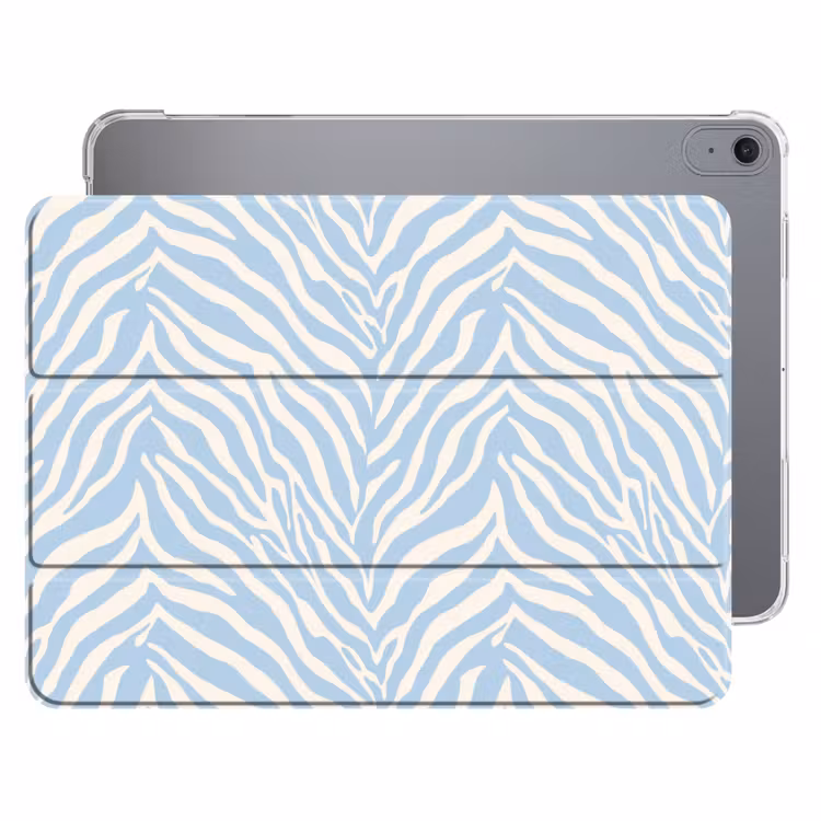 iPad hoes - Zebra - Motief - Blauw - Wit — 1