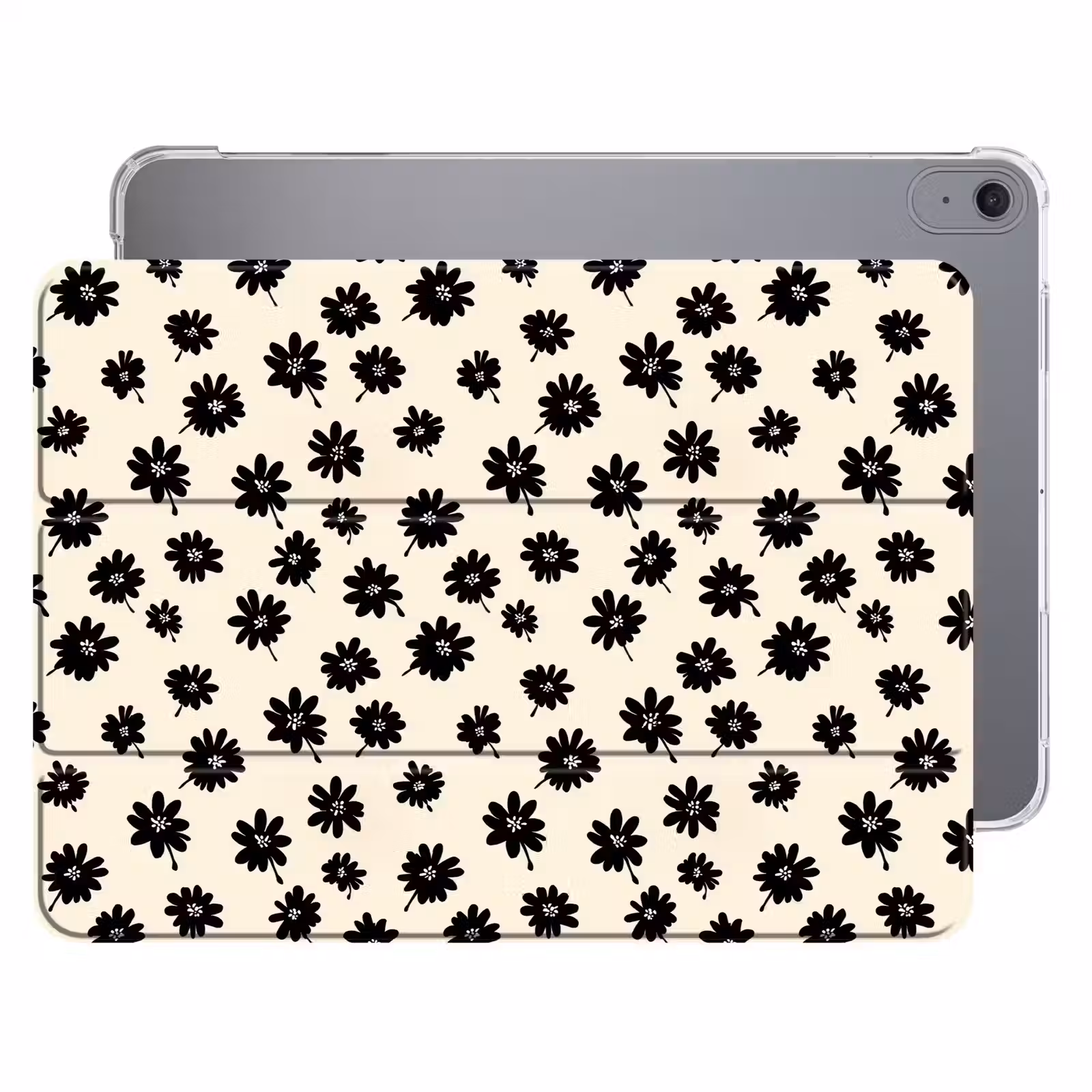 iPad hoes - Madeliefjes - Grafisch - Zwart - Beige — 1