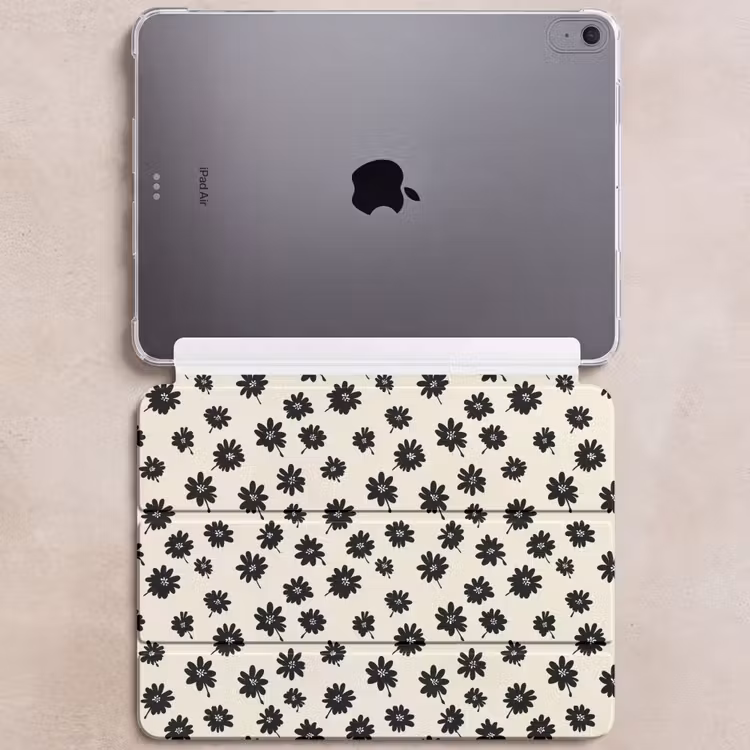 iPad hoes - Madeliefjes - Grafisch - Zwart - Beige — 6