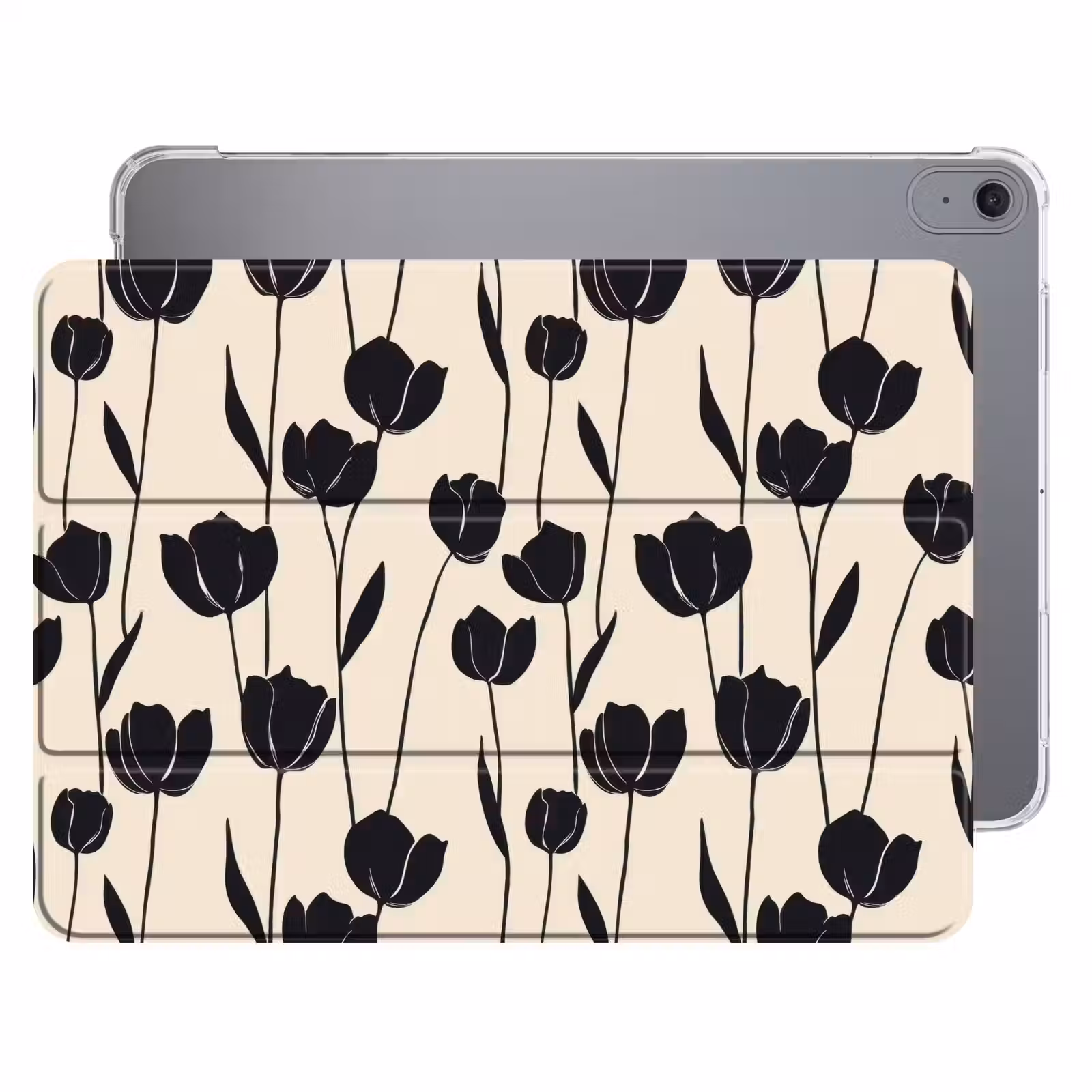 iPad hoes - Tulpen - Patroon - Zwart — 1